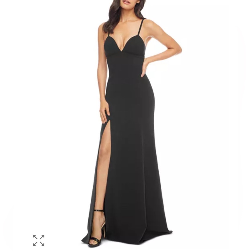 NWT Dress the Population Black Alejandra Plunge Gown XS